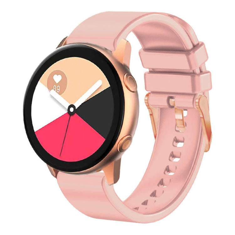 For Amazfit GTR Mini / Bip 3 / Bip 3 Pro 20mm Solid Color Rose Gold Buckle Silicone Watch Band(Pink)