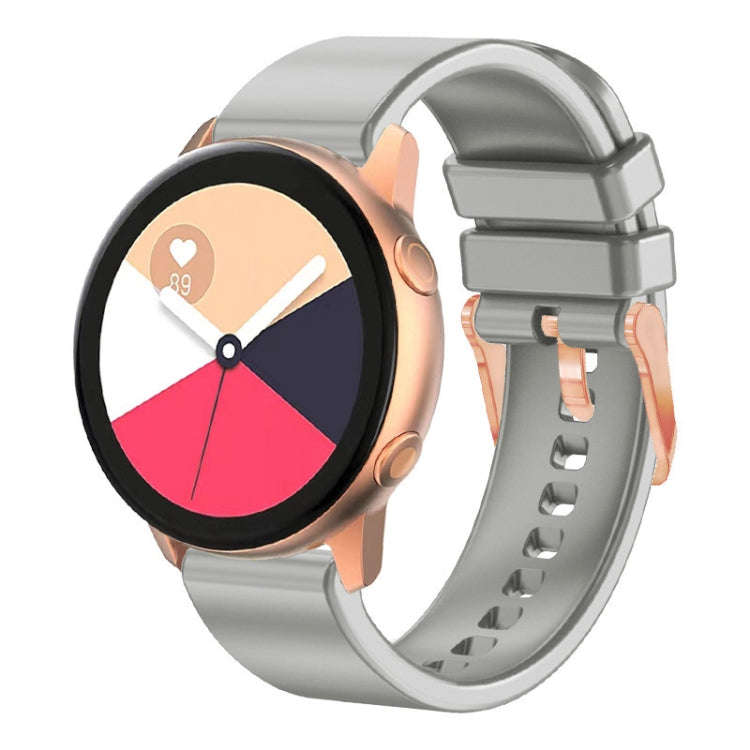 For Amazfit GTR Mini / Bip 3 / Bip 3 Pro 20mm Solid Color Rose Gold Buckle Silicone Watch Band(Grey)