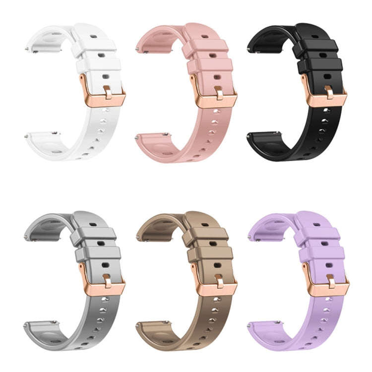 For Amazfit GTR Mini / Bip 3 / Bip 3 Pro 20mm Solid Color Rose Gold Buckle Silicone Watch Band(Pink)