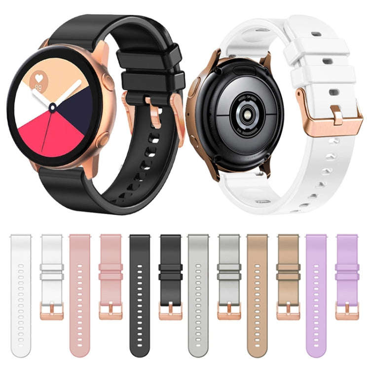 For Amazfit GTR Mini / Bip 3 / Bip 3 Pro 20mm Solid Color Rose Gold Buckle Silicone Watch Band(Pink)
