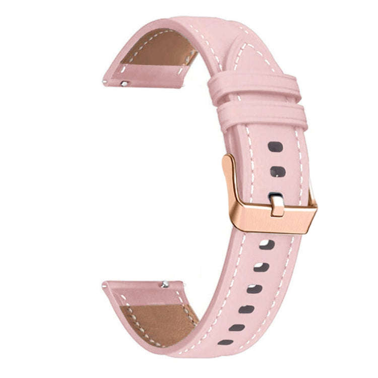 For Garmin Venu / SQ / SQ2 / Venu 2 Plus 20mm Rose Gold Buckle Genuine Leather Watch Band(Pink)