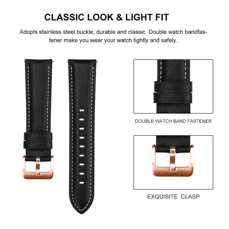 For Garmin Venu / SQ / SQ2 / Venu 2 Plus 20mm Rose Gold Buckle Genuine Leather Watch Band(Pink)