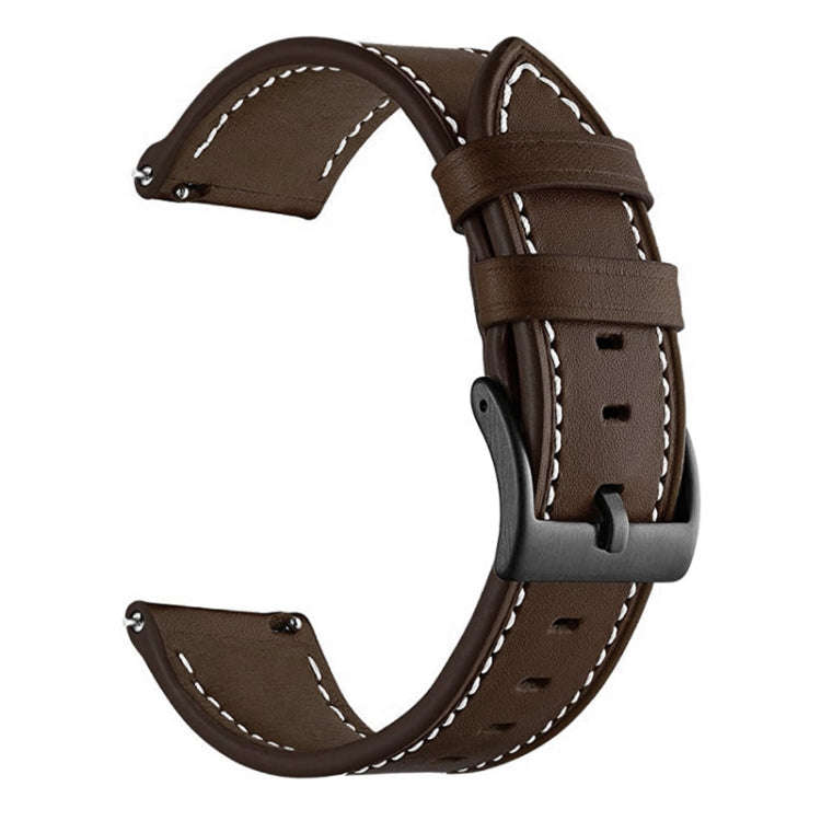 For Garmin Venu / SQ / SQ2 / Venu 2 Plus Stitching Black Buckle Genuine Leather Watch Band(Coffee)