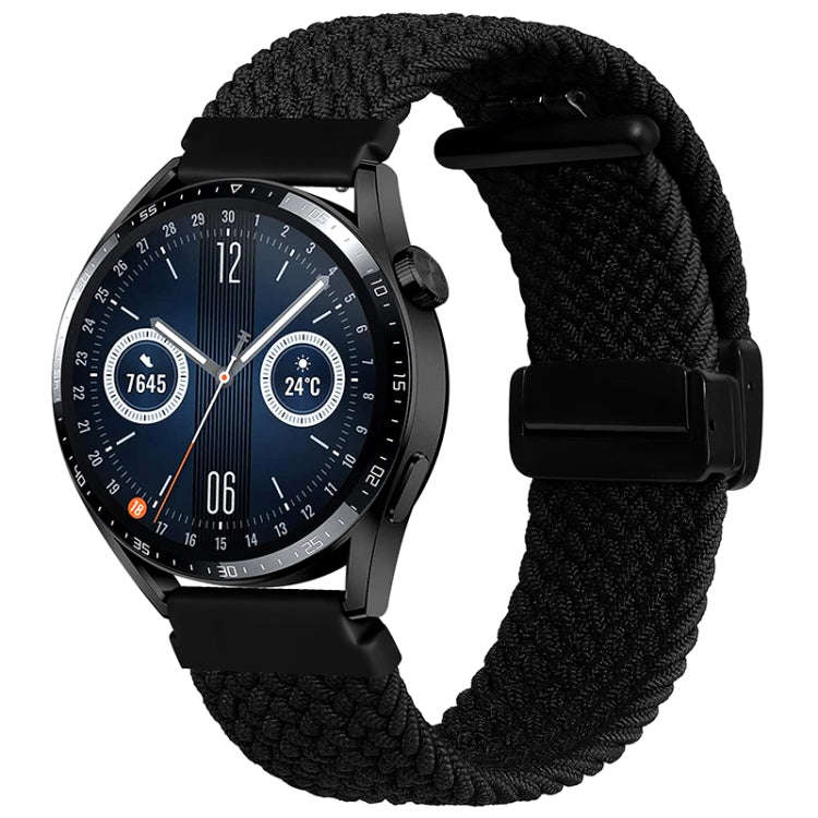 For Garmin VivoMove Trend / Luxe / Style 20mm Magnetic Fold Clasp Woven Watch Band(Black)