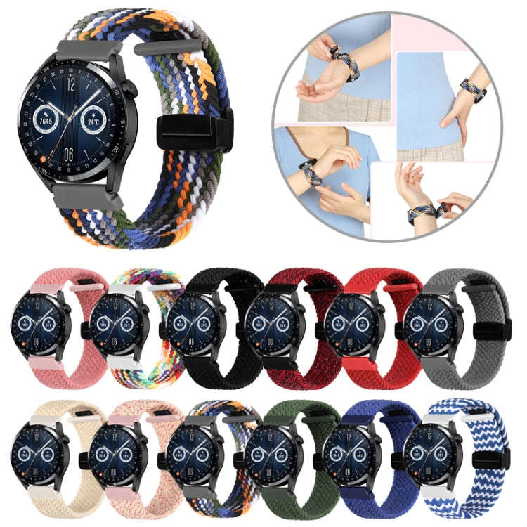 For Garmin VivoMove Trend / Luxe / Style 20mm Magnetic Fold Clasp Woven Watch Band(Grey)