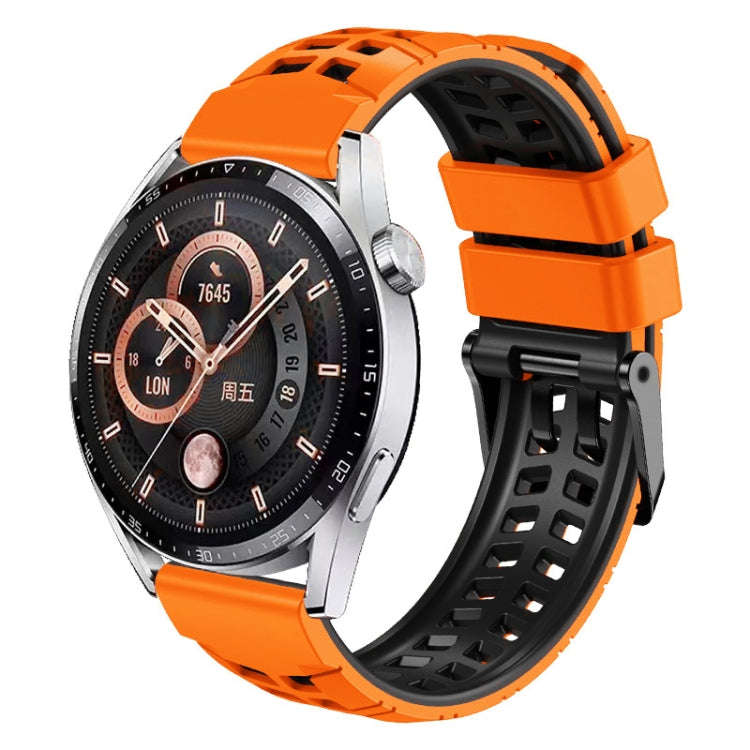 For Huawei Watch4 / 4 Pro / Watch3 / 3 Pro 22mm Double-row Hole Two-color Silicone Watch Band(Ora...