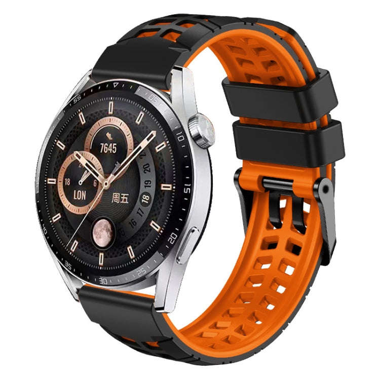 For Huawei Watch4 / 4 Pro / Watch3 / 3 Pro 22mm Double-row Hole Two-color Silicone Watch Band(Bla...