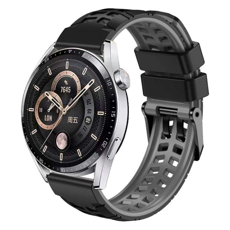 For Huawei Watch4 / 4 Pro / Watch3 / 3 Pro 22mm Double-row Hole Two-color Silicone Watch Band(Bla...