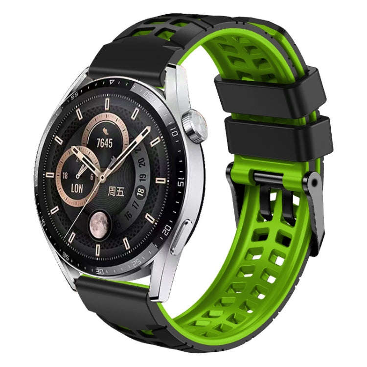 For Huawei Watch4 / 4 Pro / Watch3 / 3 Pro 22mm Double-row Hole Two-color Silicone Watch Band(Bla...