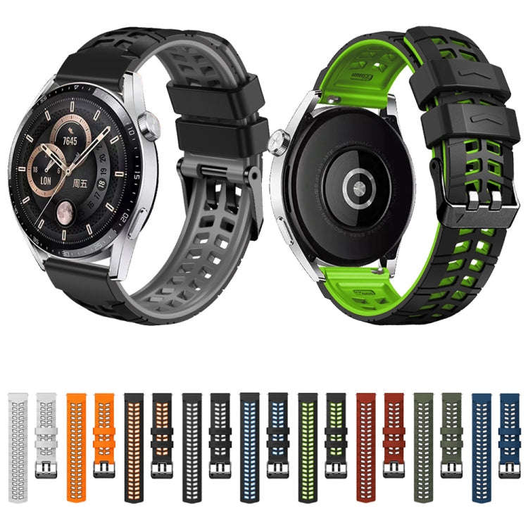 For Huawei Watch4 / 4 Pro / Watch3 / 3 Pro 22mm Double-row Hole Two-color Silicone Watch Band(Whi...