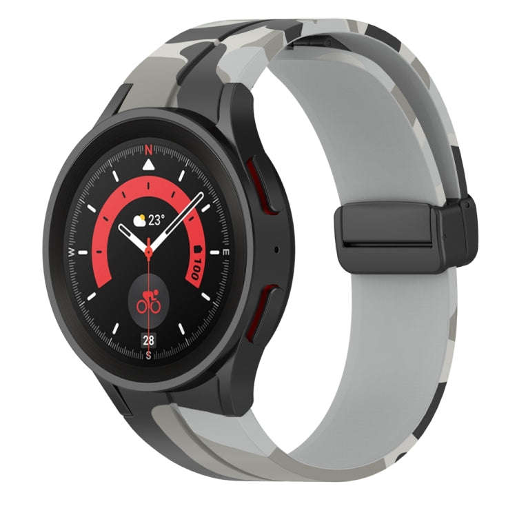 For Samsung Galaxy Watch5 / 5 Pro / Watch 4 / 4 Classic Magnetic Clasp Camouflage Silicone Watch ...