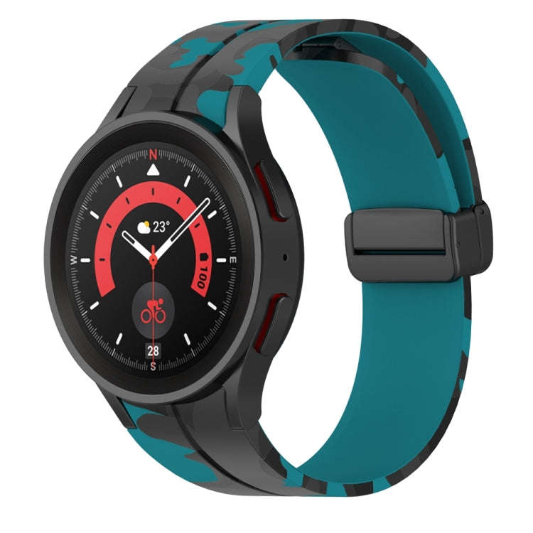 For Samsung Galaxy Watch5 / 5 Pro / Watch 4 / 4 Classic Magnetic Clasp Camouflage Silicone Watch ...