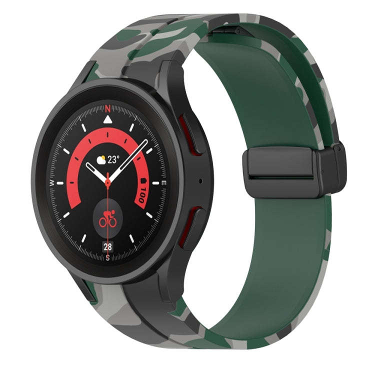 For Samsung Galaxy Watch5 / 5 Pro / Watch 4 / 4 Classic Magnetic Clasp Camouflage Silicone Watch ...
