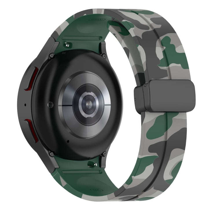 For Samsung Galaxy Watch5 / 5 Pro / Watch 4 / 4 Classic Magnetic Clasp Camouflage Silicone Watch ...