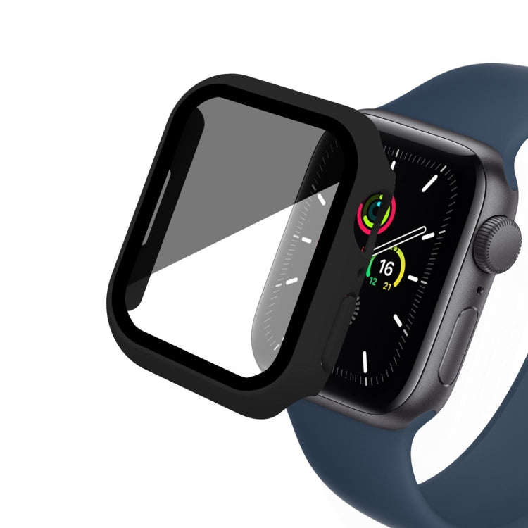 For Apple Watch 7 41mm Frosted PC + Anti-spy Tempered Film Integrated Watch Protective Case(Black)