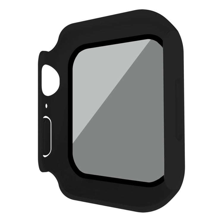 For Apple Watch 7 41mm Frosted PC + Anti-spy Tempered Film Integrated Watch Protective Case(Black)
