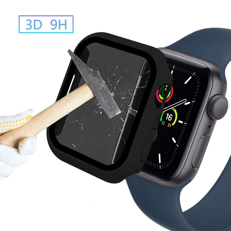For Apple Watch 7 41mm Frosted PC + Anti-spy Tempered Film Integrated Watch Protective Case(Black)