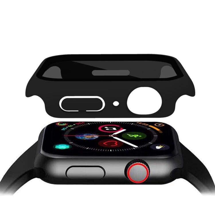 For Apple Watch 7 41mm Frosted PC + Anti-spy Tempered Film Integrated Watch Protective Case(Black)