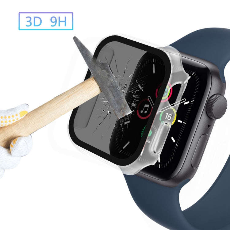 For Apple Watch 7 41mm Frosted PC + Anti-spy Tempered Film Integrated Watch Protective Case(Trans...