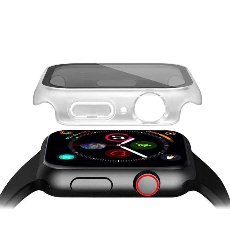 For Apple Watch 7 41mm Frosted PC + Anti-spy Tempered Film Integrated Watch Protective Case(Trans...