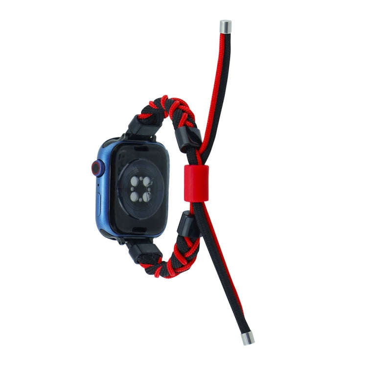 Silicone Bean Braided Cord Nylon Watch Band For Apple Watch 7 41mm(Black Red)