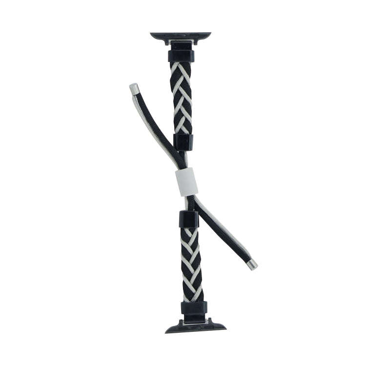 Silicone Bean Braided Cord Nylon Watch Band For Apple Watch 6 44mm(Black Grey)