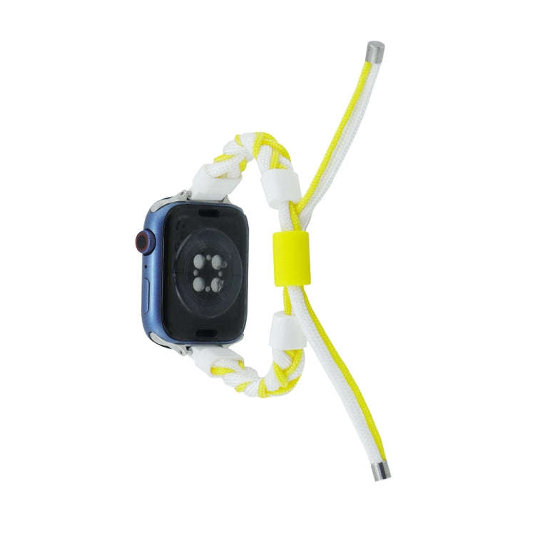 Silicone Bean Braided Cord Nylon Watch Band For Apple Watch 5 44mm(White Yellow)
