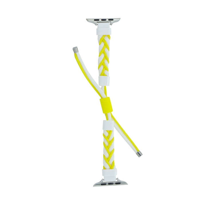 Silicone Bean Braided Cord Nylon Watch Band For Apple Watch 5 44mm(White Yellow)
