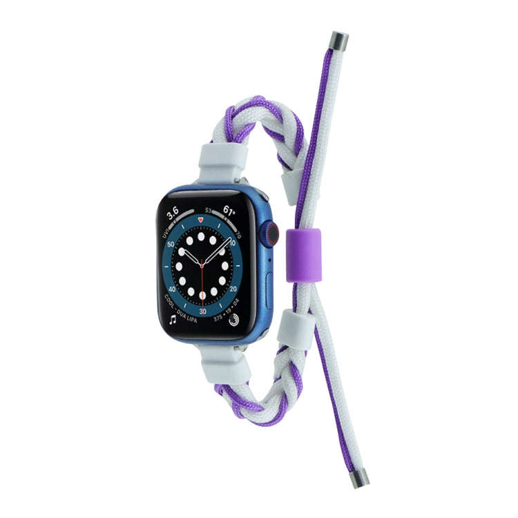 Silicone Bean Braided Cord Nylon Watch Band For Apple Watch 4 40mm(White Purple)