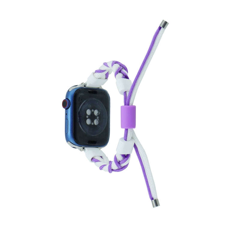 Silicone Bean Braided Cord Nylon Watch Band For Apple Watch 4 40mm(White Purple)