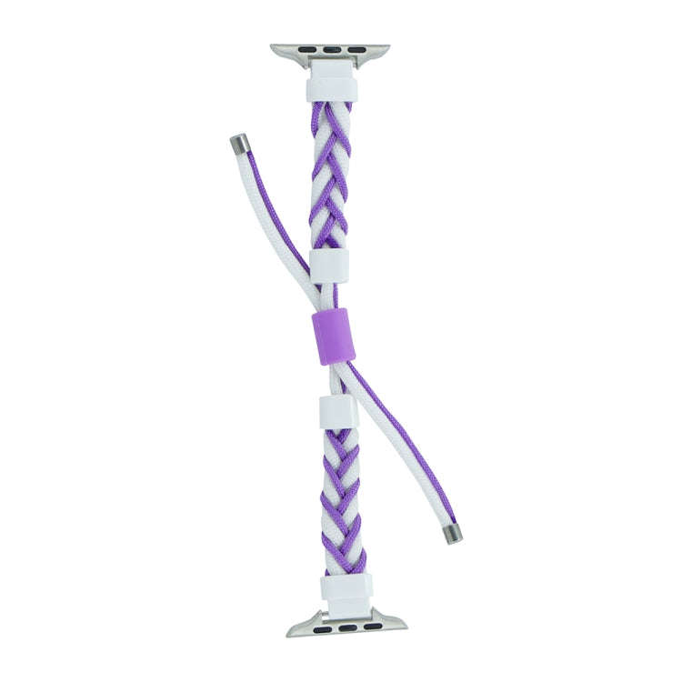 Silicone Bean Braided Cord Nylon Watch Band For Apple Watch 4 40mm(White Purple)