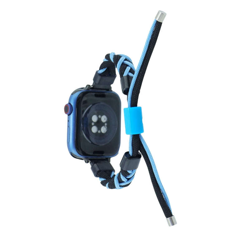 Silicone Bean Braided Cord Nylon Watch Band For Apple Watch 4 40mm(Black Blue)