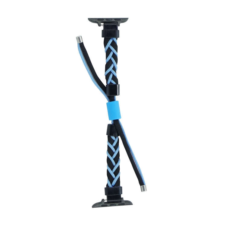 Silicone Bean Braided Cord Nylon Watch Band For Apple Watch 4 40mm(Black Blue)