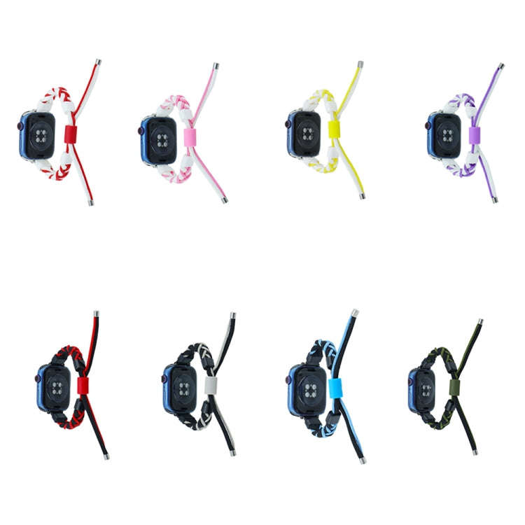 Silicone Bean Braided Cord Nylon Watch Band For Apple Watch 4 44mm(Black Blue)