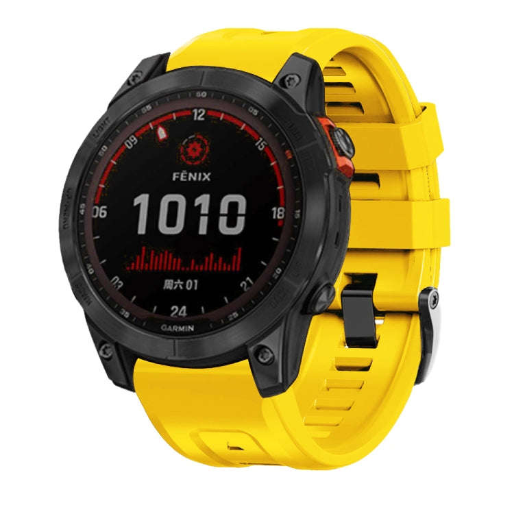 For Garmin Forerunner 965 / 955 / 945 / 935 Screw Black Steel Buckle Silicone Watch Band(Yellow)