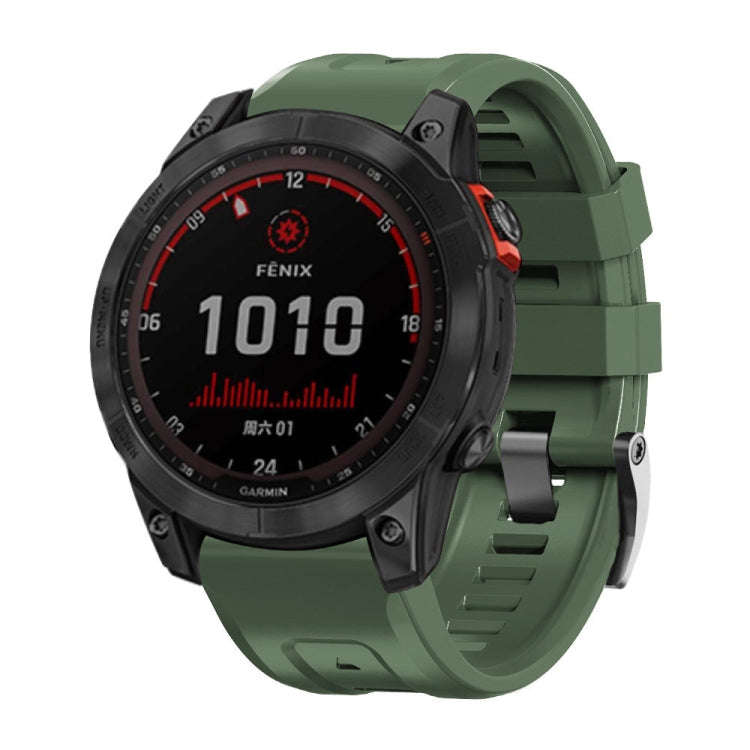 For Garmin Forerunner 965 / 955 / 945 / 935 Screw Black Steel Buckle Silicone Watch Band(Army Green)