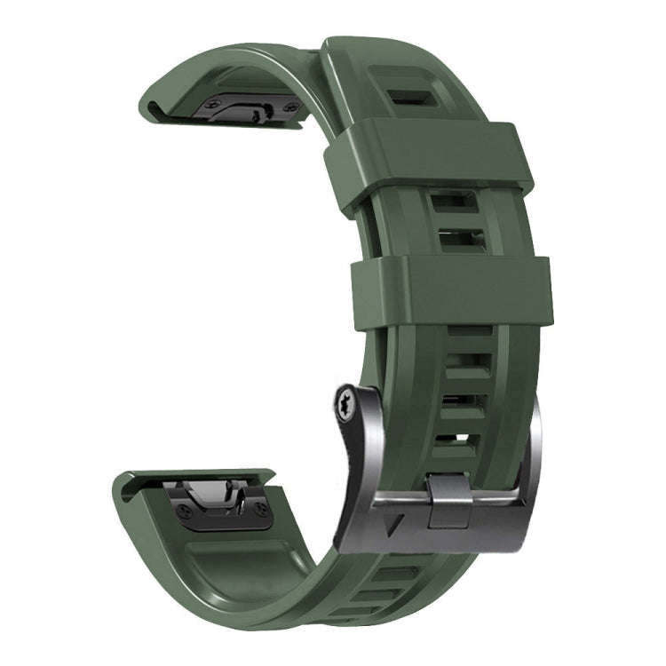 For Garmin Forerunner 965 / 955 / 945 / 935 Screw Black Steel Buckle Silicone Watch Band(Army Green)