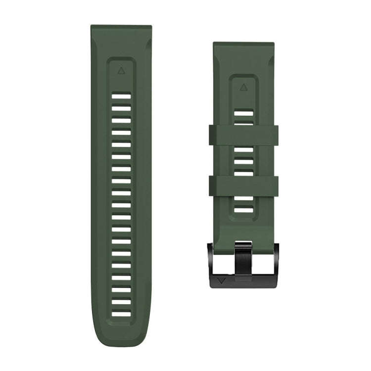 For Garmin Forerunner 965 / 955 / 945 / 935 Screw Black Steel Buckle Silicone Watch Band(Army Green)