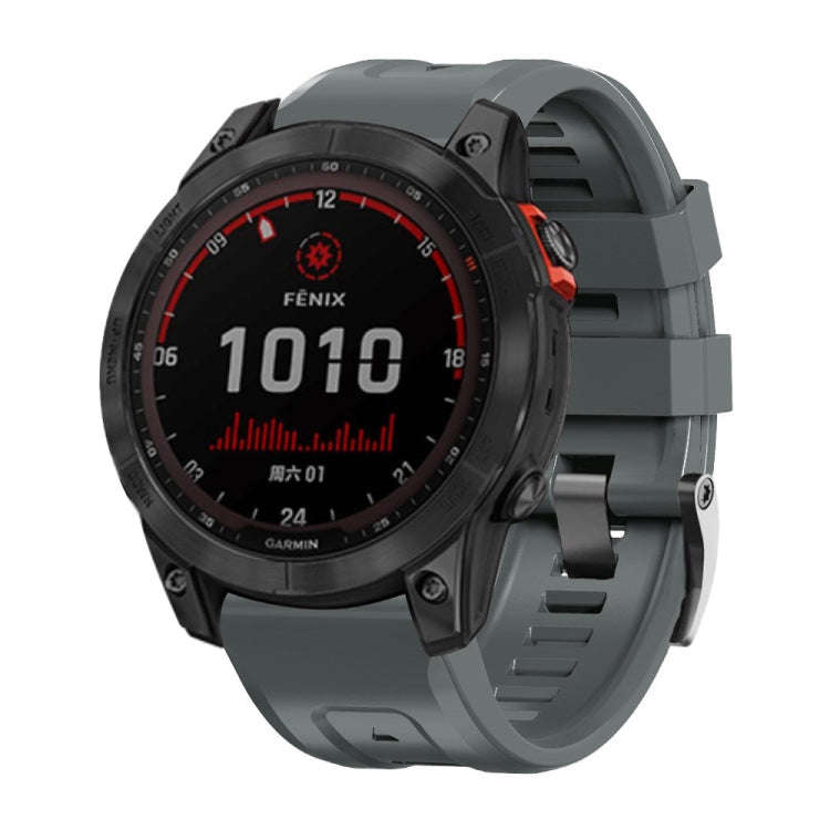 For Garmin Forerunner 965 / 955 / 945 / 935 Screw Black Steel Buckle Silicone Watch Band(Grey)