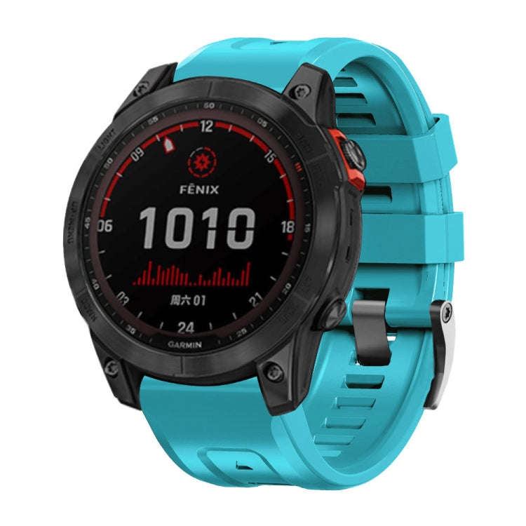 For Garmin Forerunner 965 / 955 / 945 / 935 Screw Black Steel Buckle Silicone Watch Band(Sky Blue)