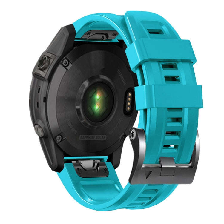 For Garmin Forerunner 965 / 955 / 945 / 935 Screw Black Steel Buckle Silicone Watch Band(Sky Blue)