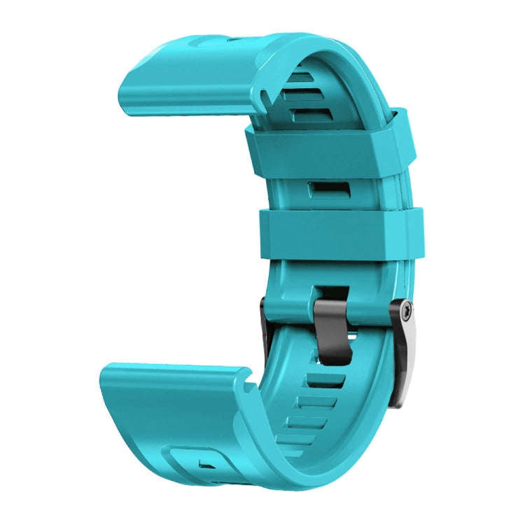 For Garmin Forerunner 965 / 955 / 945 / 935 Screw Black Steel Buckle Silicone Watch Band(Sky Blue)