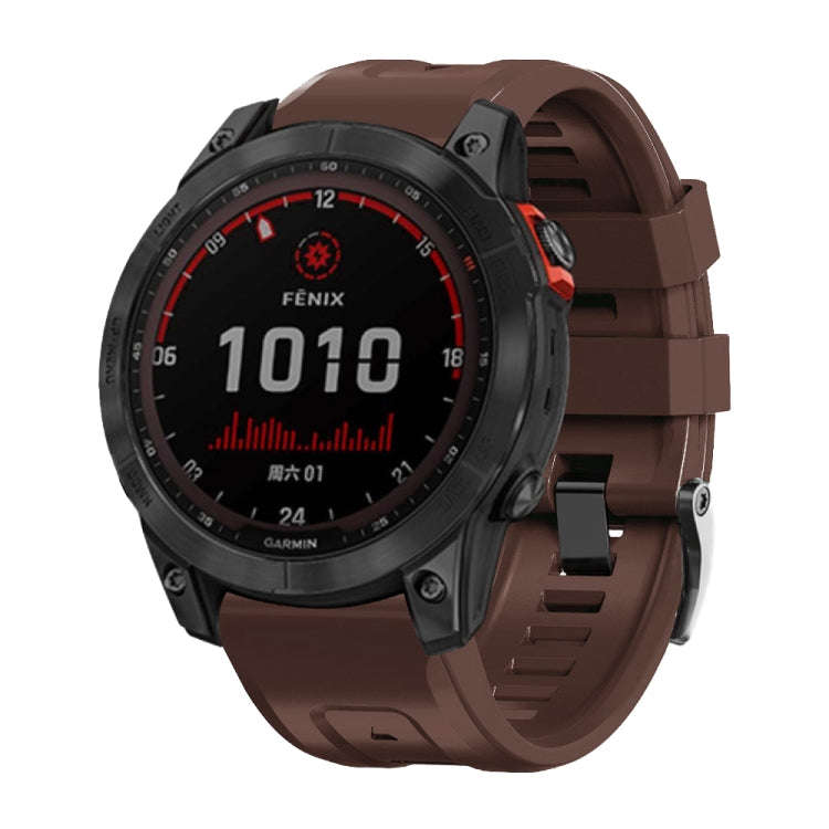 For Garmin Forerunner 965 / 955 / 945 / 935 Screw Black Steel Buckle Silicone Watch Band(Brown)