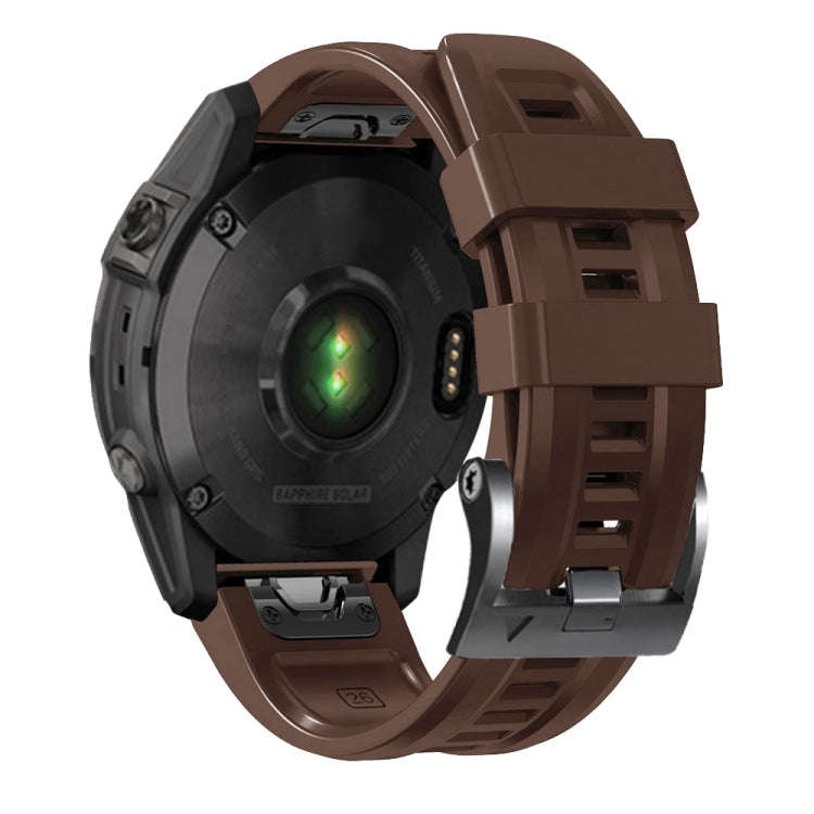 For Garmin Forerunner 965 / 955 / 945 / 935 Screw Black Steel Buckle Silicone Watch Band(Brown)
