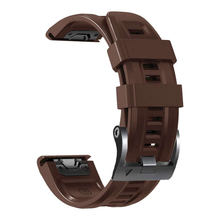 For Garmin Forerunner 965 / 955 / 945 / 935 Screw Black Steel Buckle Silicone Watch Band(Brown)