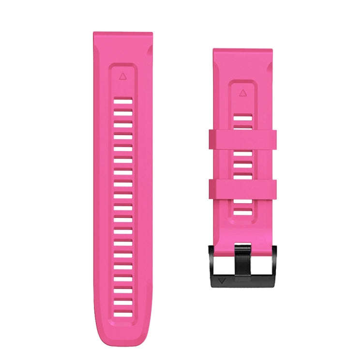 For Garmin Tactix 7 Pro / Fenix 7X  / 6X Pro 26mm Screw Black Steel Buckle Silicone Watch Band(Pink)