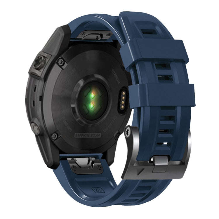 For Garmin Tactix 7 Pro / Fenix 7X  / 6X Pro 26mm Screw Black Steel Buckle Silicone Watch Band(Mi...