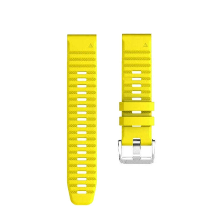 For Garmin Forerunner 965 / 955 / 945 / 935 Screw Silver Steel Buckle Silicone Watch Band(Yellow)