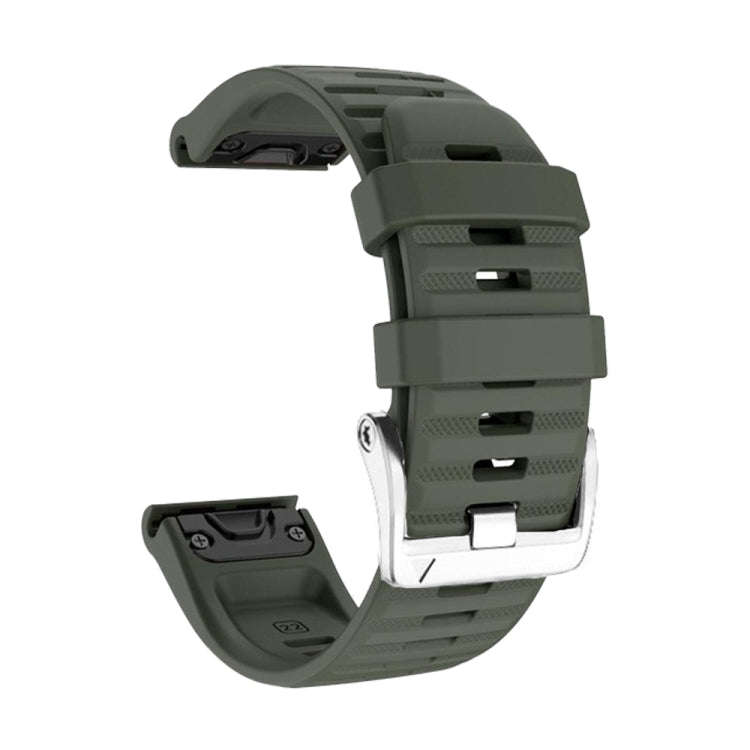 For Garmin Forerunner 965 / 955 / 945 / 935 Screw Silver Steel Buckle Silicone Watch Band(Army Gr...