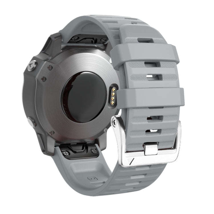 For Garmin Forerunner 965 / 955 / 945 / 935 Screw Silver Steel Buckle Silicone Watch Band(Grey)